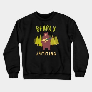Bearly Jamming, funny guitarist pun Crewneck Sweatshirt
